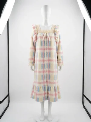 Pyjama polaire chemise de nuit flanelle ruffles étudiante - Vue 1 - Pyjama polaire