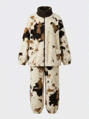 Pyjama polaire col montant zippé femme ample cocooning - Vue 1 - Pyjama polaire