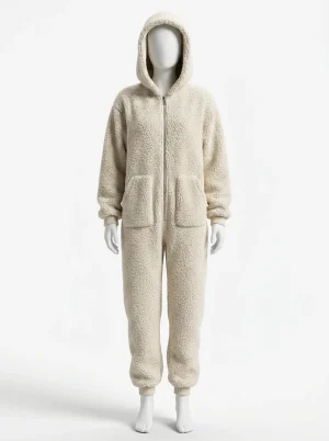 Pyjama polaire combinaison capuche ample femme décontracté - Vue 1 - Pyjama polaire