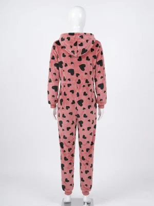 Pyjama polaire combinaison flanelle capuche fantaisie femme - Vue 2 - Pyjama polaire