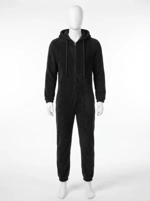 Pyjama polaire combinaison homme pelucheuse capuche confort - Vue 1 - Pyjama polaire