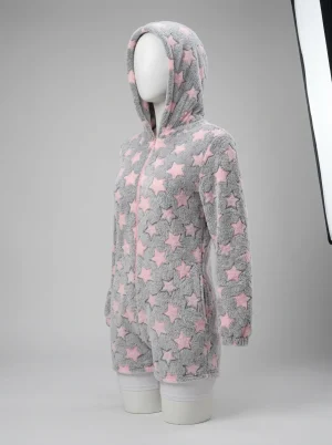 Pyjama polaire combishort capuche femme épais douillet - Vue 2 - Pyjama polaire