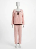 Pyjama polaire corail épais hiver femme col carré - Vue 1 - Pyjama polaire