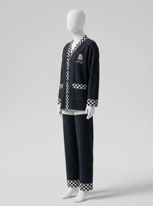 Pyjama polaire coton couple col v boutonné décontracté - Vue 2 - Pyjama polaire