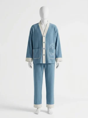 Pyjama polaire coton manches longues style kimono duo - Vue 1 - Pyjama polaire