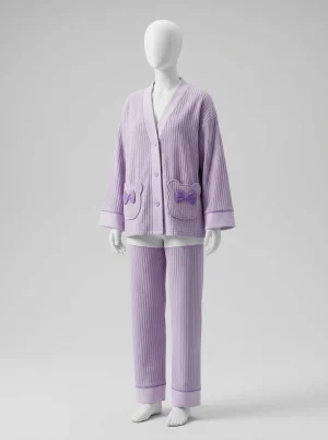 Pyjama polaire coton manches longues style kimono duo - Vue 2 - Pyjama polaire