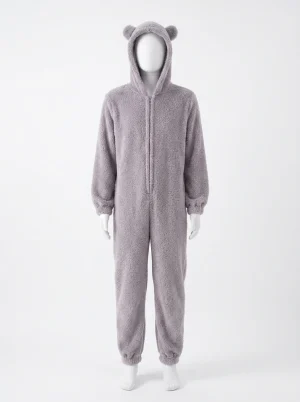 Pyjama polaire coton pelucheux capuche hiver femme - Vue 1 - Pyjama polaire