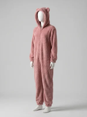 Pyjama polaire coton pelucheux capuche hiver femme - Vue 2 - Pyjama polaire