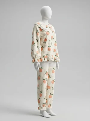 Pyjama polaire dentelle col marin hiver femme - Vue 2 - Pyjama polaire