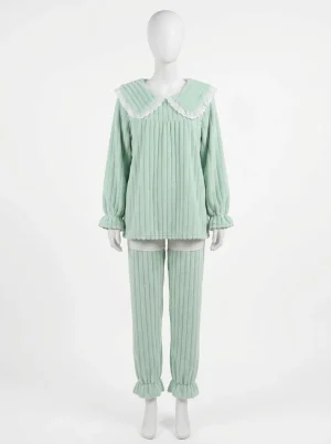 Pyjama polaire ensemble homewear femme col carré raffiné - Vue 1 - Pyjama polaire