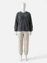 Pyjama polaire ensemble moelleux col rond homewear femme - Vue 1 - Pyjama polaire