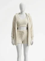 Pyjama polaire ensemble trois pièces cardigan shorts femme - Vue 1 - Pyjama polaire