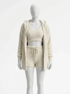 Pyjama polaire ensemble trois pièces cardigan shorts femme - Vue 1 - Pyjama polaire