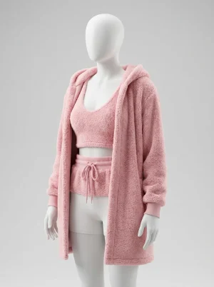 Pyjama polaire ensemble trois pièces cardigan shorts femme - Vue 2 - Pyjama polaire