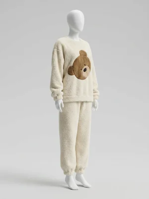 Pyjama polaire épais hiver décontracté femme deux pièces - Vue 2 - Pyjama polaire