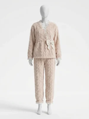 Pyjama polaire épais texturé homewear raffiné femme - Vue 1 - Pyjama polaire