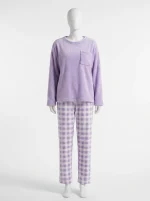 Pyjama polaire femme ensemble doux motif carreaux quotidien - Vue 1 - Pyjama polaire