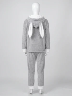 Pyjama polaire femme épais oreilles lapin - Vue 2 - Pyjama polaire