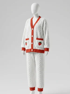 Pyjama polaire femme flanelle col v boutonnable décontracté - Vue 2 - Pyjama polaire