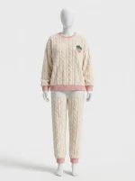 Pyjama polaire femme flanelle épaisse motifs ludiques hivernal - Vue 1 - Pyjama polaire