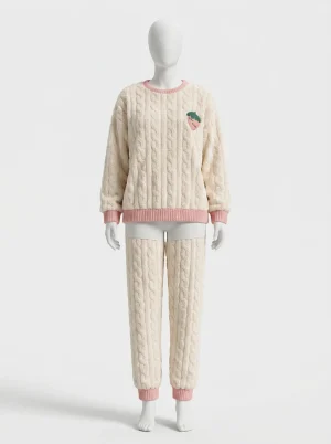 Pyjama polaire femme flanelle épaisse motifs ludiques hivernal - Vue 1 - Pyjama polaire