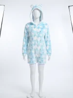 Pyjama polaire flanelle combinaison short capuche femme - Vue 1 - Pyjama polaire