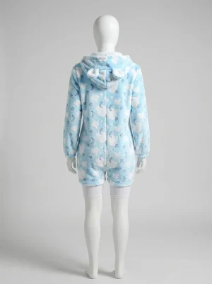 Pyjama polaire flanelle combinaison short capuche femme - Vue 2 - Pyjama polaire