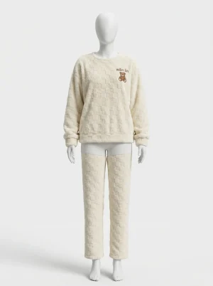 Pyjama polaire flanelle couple hiver chaud ensemble décontracté - Vue 1 - Pyjama polaire