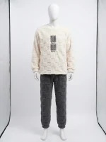 Pyjama polaire flanelle duo épais motif ours décontracté - Vue 1 - Pyjama polaire