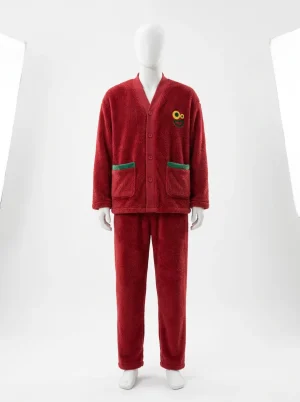 Pyjama polaire flanelle duo hivernal boutonné décontracté - Vue 1 - Pyjama polaire