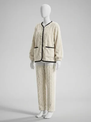 Pyjama polaire flanelle épais col revers femme - Vue 2 - Pyjama polaire