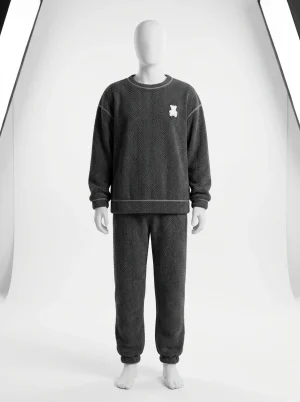 Pyjama polaire flanelle épais ensemble assorti loungewear hiver - Vue 1 - Pyjama polaire