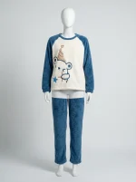 Pyjama polaire flanelle épaisse homewear mignon femme - Vue 1 - Pyjama polaire
