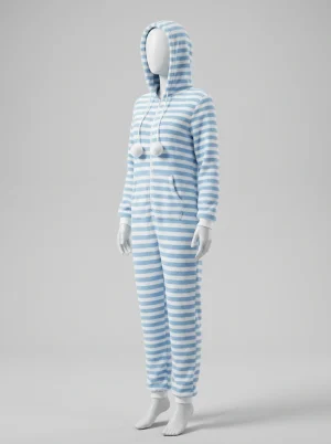 Pyjama polaire flanelle grenouillère capuche femme cocooning - Vue 2 - Pyjama polaire