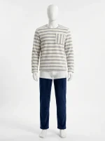 Pyjama polaire flanelle homme épais col rond quotidien - Vue 1 - Pyjama polaire