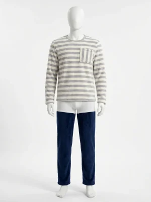 Pyjama polaire flanelle homme épais col rond quotidien - Vue 1 - Pyjama polaire