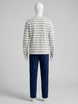 Pyjama polaire flanelle homme épais col rond quotidien - Vue 2 - Pyjama polaire