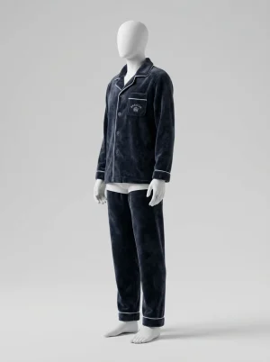 Pyjama polaire flanelle homme épais ensemble boutonnable classique - Vue 2 - Pyjama polaire