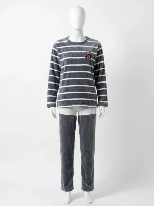 Pyjama polaire flanelle matelassé quotidien duo - Vue 1 - Pyjama polaire