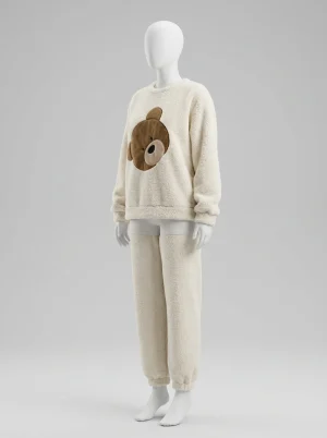 Pyjama polaire flanelle thermique motif ours décontracté femme - Vue 2 - Pyjama polaire