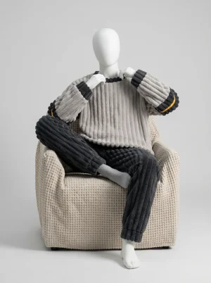 Pyjama polaire flanelle tricoté homme hivernal - Vue 2 - Pyjama polaire