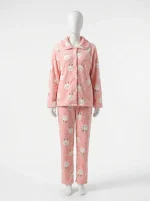 Pyjama polaire flanelle velours corail femme ensemble hivernal - Vue 1 - Pyjama polaire