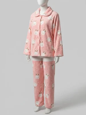 Pyjama polaire flanelle velours corail femme ensemble hivernal - Vue 2 - Pyjama polaire