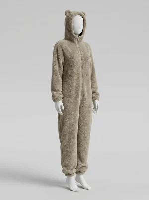 Pyjama polaire grenouillère coton capuche femme cocooning - Vue 2 - Pyjama polaire