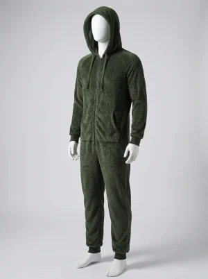 Pyjama polaire homme flanelle capuche ample quotidien - Vue 2 - Pyjama polaire