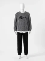 Pyjama polaire homme velours corail épais décontracté contrasté - Vue 1 - Pyjama polaire