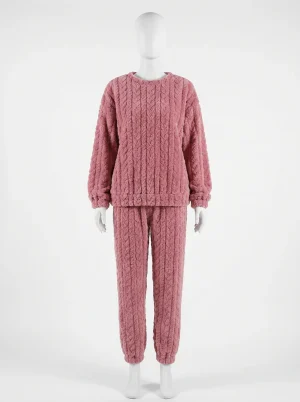 Pyjama polaire jacquard épais hiver décontracté femme - Vue 1 - Pyjama polaire