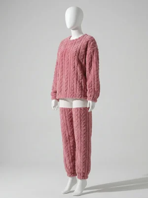 Pyjama polaire jacquard épais hiver décontracté femme - Vue 2 - Pyjama polaire