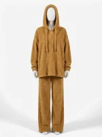 Pyjama polaire maille pelucheuse capuche confort hiver femme - Vue 1 - Pyjama polaire