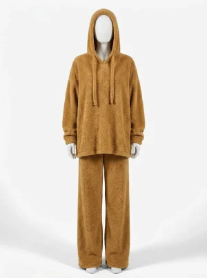 Pyjama polaire maille pelucheuse capuche confort hiver femme - Vue 1 - Pyjama polaire